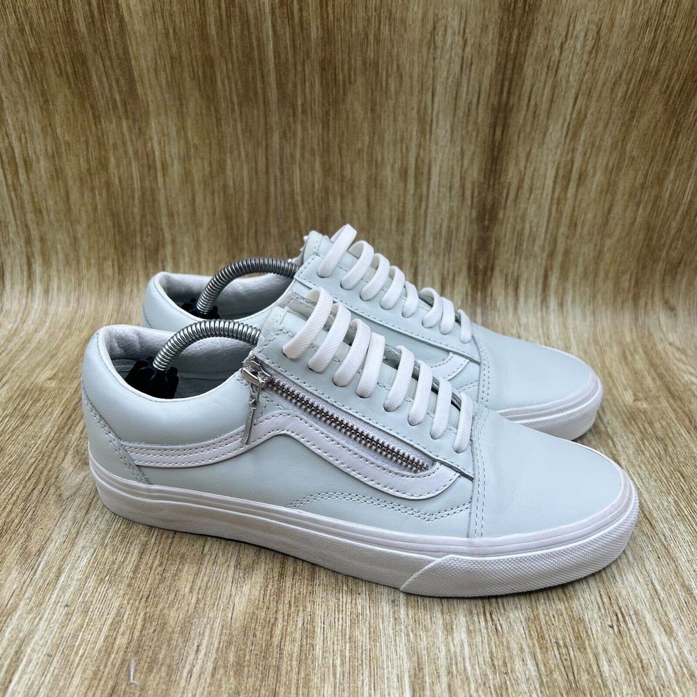 Vans Old Skool Zip Leather Mint Green White Leather Shoes Women's Size 8.5